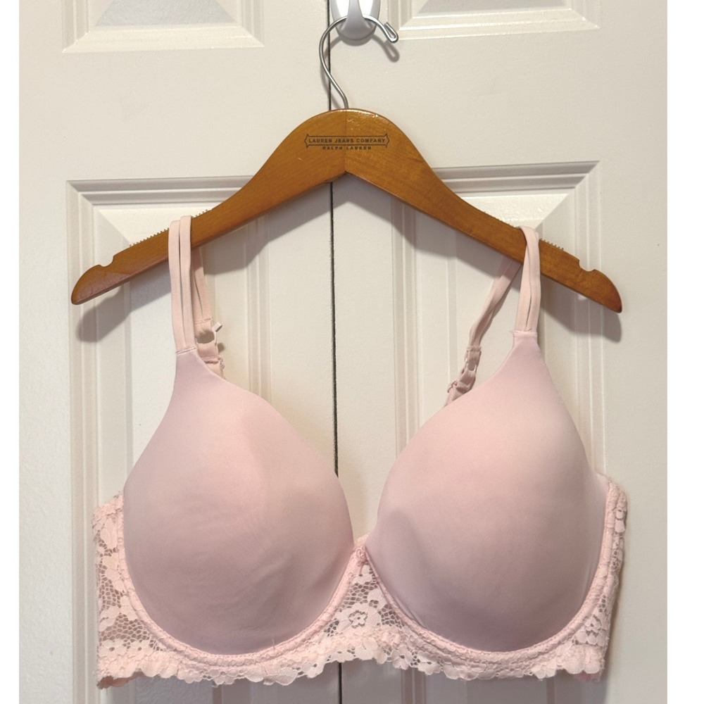 No Boundaries Pink Lace Trim Padded Underwire Bra 40DD